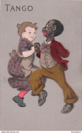 COUPLE DE DANSEURS  HOMME NOIR ET FEMME BLANCHE  Tango  En Relief, Robe De Velours, Visages, Mains Et Pieds Appliqués - Autres & Non Classés