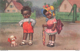 ILLUSTRATEUR COLOMBO E.  PETIT COUPLE D'ENFANTS NOIRS R1 - Colombo, E.