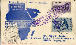 1931 Greece Athens Imperial Airways To Mwanza - Autres & Non Classés