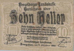 10 HELLER 1920 Stadt BREGENZ Vorarlberg Österreich Notgeld Banknote #PE002 - [11] Local Banknote Issues