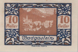 10 HELLER 1920 Stadt BAD GASTEIN Salzburg Österreich Notgeld Banknote #PF118 - [11] Local Banknote Issues
