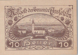10 HELLER 1920 Stadt ANSFELDEN Oberösterreich Österreich Notgeld Banknote #PI250 - [11] Local Banknote Issues