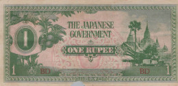 1 RUPEE 1942 Japanische Regierung BURMA Papiergeld Banknote #PJ894 - [11] Emisiones Locales