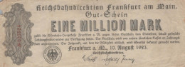 1 MILLION MARK 1923 Stadt FRANKFURT AM MAIN Hesse-Nassau DEUTSCHLAND Papiergeld Banknote #PL013 - [11] Emissions Locales