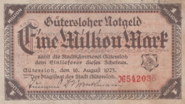 1 MILLION MARK 1923 Stadt Gütersloh Westphalia DEUTSCHLAND Papiergeld Banknote #PK868 - [11] Local Banknote Issues
