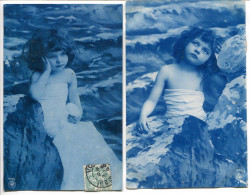 Suite De 3 Jolies CPA Fantaisies Voyagé 1907 * Glacées Brillantes PETITE FILLE Bleu DELFT Holland - Portraits