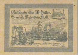 10 HELLER 1920 Stadt RABENSTEIN Niedrigeren Österreich Notgeld #PE573 - [11] Local Banknote Issues