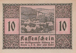 10 HELLER 1920 Stadt REHBERG BEI KREMS AN DER DONAU Niedrigeren Österreich Notgeld Papiergeld Banknote #PG799 - [11] Emissioni Locali