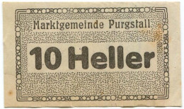 10 HELLER 1920 Stadt PURGSTALL AN DER ERLAUF Niedrigeren Österreich Notgeld Papiergeld Banknote #PL952 - [11] Emissioni Locali