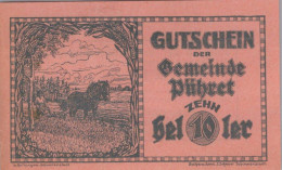 10 HELLER 1920 Stadt Pühret Oberösterreich Österreich Notgeld Banknote #PE285 - Lokale Ausgaben