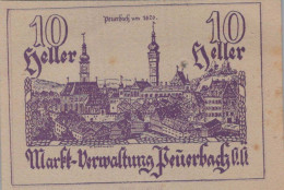 10 HELLER 1920 Stadt PEUERBACH Oberösterreich Österreich Notgeld Banknote #PE371 - [11] Lokale Uitgaven