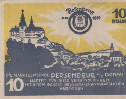 10 HELLER 1920 Stadt PERSENBEUG Niedrigeren Österreich Notgeld #PE515 - Lokale Ausgaben