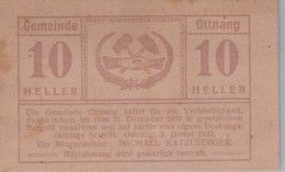10 HELLER 1920 Stadt OTTNANG Oberösterreich Österreich Notgeld Banknote #PE478 - [11] Local Banknote Issues