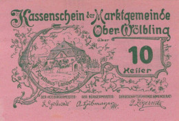 10 HELLER 1920 Stadt OBER-WoLBLING Niedrigeren Österreich Notgeld #PE508 - [11] Lokale Uitgaven