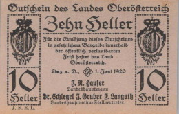 10 HELLER 1920 Stadt Oberösterreich Österreich Federal State Of Österreich Notgeld #PE504 - Lokale Ausgaben