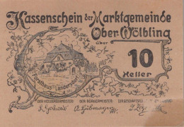 10 HELLER 1920 Stadt OBER-WoLBLING Niedrigeren Österreich Notgeld #PE244 - Lokale Ausgaben