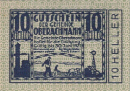 10 HELLER 1920 Stadt OBERACHMANN Oberösterreich Österreich Notgeld #PE477 - [11] Lokale Uitgaven