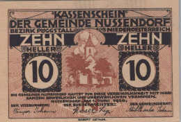 10 HELLER 1920 Stadt NUSSENDORF-ARTSTETTEN Niedrigeren Österreich #PE442 - Lokale Ausgaben