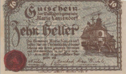 10 HELLER 1920 Stadt MARIA LANZENDORF Niedrigeren Österreich Notgeld #PD848 - Lokale Ausgaben