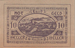 10 HELLER 1920 Stadt LASBERG Oberösterreich Österreich Notgeld Papiergeld Banknote #PG598 - [11] Local Banknote Issues