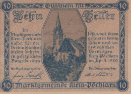 10 HELLER 1920 Stadt KLEIN-PoCHLARN Niedrigeren Österreich Notgeld #PD704 - [11] Emissioni Locali