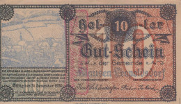 10 HELLER 1920 Stadt KLAUSEN-LEOPOLDSDORF Niedrigeren Österreich Notgeld Papiergeld Banknote #PG910 - Lokale Ausgaben