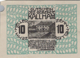 10 HELLER 1920 Stadt KALLHAM Oberösterreich Österreich Notgeld Banknote #PD637 - [11] Local Banknote Issues