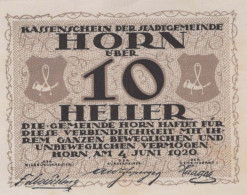 10 HELLER 1920 Stadt HORN Niedrigeren Österreich Notgeld Banknote #PD605 - [11] Emisiones Locales