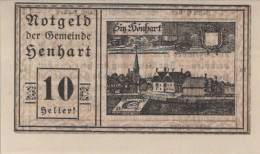 10 HELLER 1920 Stadt HENHART Oberösterreich Österreich Notgeld Papiergeld Banknote #PG584 - Lokale Ausgaben