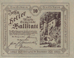 10 HELLER 1920 Stadt HALLSTATT Oberösterreich Österreich Notgeld Papiergeld Banknote #PG876 - [11] Emisiones Locales