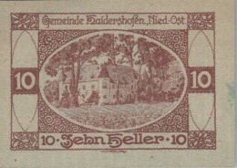 10 HELLER 1920 Stadt HAIDERSHOFEN Niedrigeren Österreich UNC Österreich Notgeld #PH478 - Lokale Ausgaben