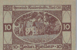 10 HELLER 1920 Stadt HAIDERSHOFEN Niedrigeren Österreich Notgeld #PD578 - Lokale Ausgaben