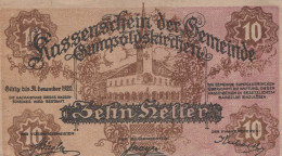 10 HELLER 1920 Stadt GUMPOLDSKIRCHEN Niedrigeren Österreich Notgeld #PE930 - [11] Local Banknote Issues