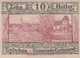 10 HELLER 1920 Stadt GSCHWANDT Oberösterreich Österreich Notgeld Banknote #PF027 - Lokale Ausgaben