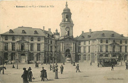 35 - Rennes - L'Hotel De Ville - Animée - Tramway - Oblitération Ronde De 1914 - CPA - Voir Scans Recto-Verso - Rennes