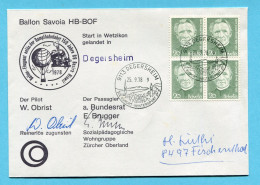 3 Ballonbriefe 1978-17a - Landung Degersheim - Passagier A. Bundesrat E. Brugger Mit Unterschrift - Primeros Vuelos