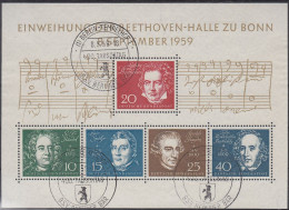 Deutschland Mi. Block 2 Einweihung Der Beethovenhalle Bonn Ersttagsstempel Berlin-Tempelhof  8.9.1959 - Oblitérés