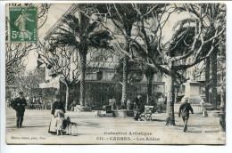 CPA Voyagé 1909 * CANNES Les Allées ( Animée Femme Enfant Chien ) Collection Artistique Edition Giletta - Cannes