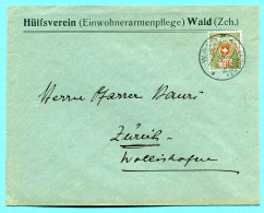 Brief Wald 1924 - Portofreiheit Nr. 386 - Absender: Hülfsverein (Einwohnerarmenpflege) Wald - Franquicia