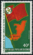 THEMATIC FLAGS AND MAPS:  4th ANNIVERSARY OF THE CONGOLESE LABOR PARTY AND THE RED FLAG. CONGO MAP   -   CONGO - Timbres