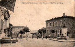 Rontalon Canton De Mornant La Place Et L'Ecole Des Filles School Rhône 69510 Cpa Ecrite Au Dos En B.Etat - Altri & Non Classificati