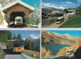 CPA CARTE POSTALE SUISSE 4 X POSTALAUTO AUTO PÖSTALE CAR POSTAL - Collezioni E Lotti