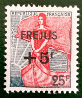 1959 FRANCE N 1229 - MARIANNE A LA NEF SURCHARGE FREJUS +5f - NEUF** - Unused Stamps