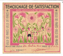 KB997 - TEMOIGNAGE DE SATISFACTION DE LA VILLE DE PARIS - ENFANTS ET FLEURS - Diplômes & Bulletins Scolaires