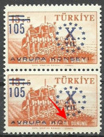 Turkey; 1959 10th Anniv. Of The Council Of Europe ERROR "Missing Surcharge" - Nuovi