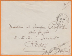 F.M.  Militaria  Sur Lettre Avec Cachet POSTE AUX ARMEES  1940  Pour RODEZ Aveyron - Guerra De 1939-45