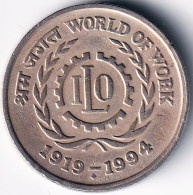 INDIA COIN LOT 131, 5 RUPEES 1994, WORLD OF WORK, ILO, BOMBAY MINT, XF - India