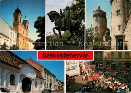 72848789 Szekesfehervar Kirche Denkmal Reiterstandbild Turm Marktplatz Strassenc - Ungheria