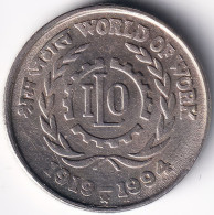 INDIA COIN LOT 137, 5 RUPEES 1994, WORLD OF WORK, ILO, HYDERABAD MINT, XF, SCARE - India