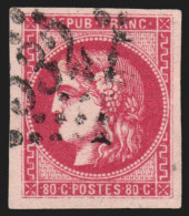 N°49, Cérès Bordeaux 80c Rose, Oblitéré - TB D'ASPECT - 1870 Bordeaux Printing